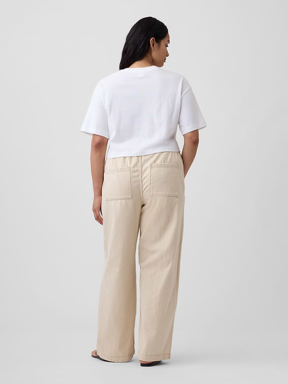 High Rise Pull-On Wide-Leg Jeans