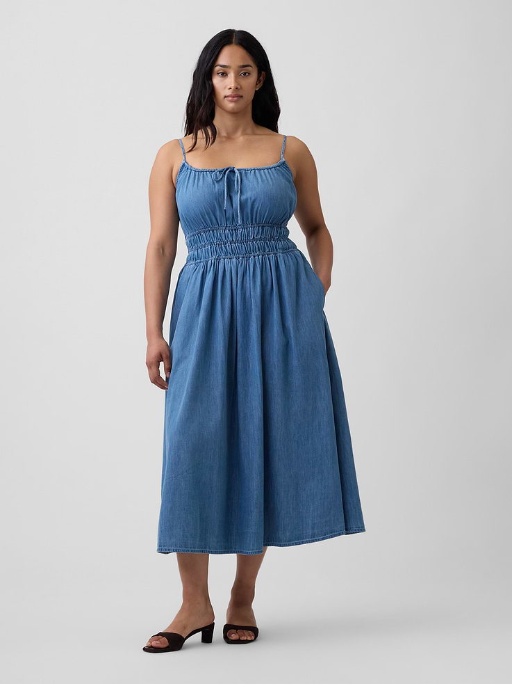 Image number 4 showing, Smocked Tie-Front Midi Dress