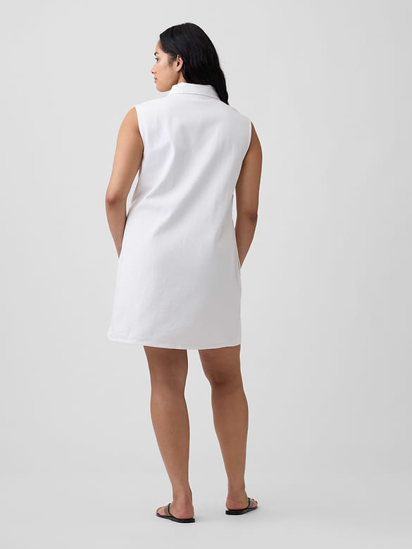 Sleeveless Collared Denim Mini Dress