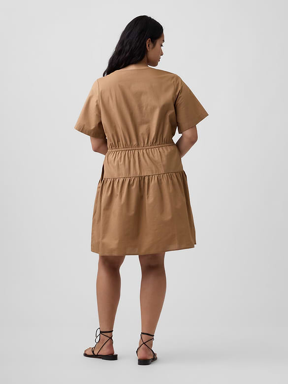 Poplin Button-Up Mini Dress