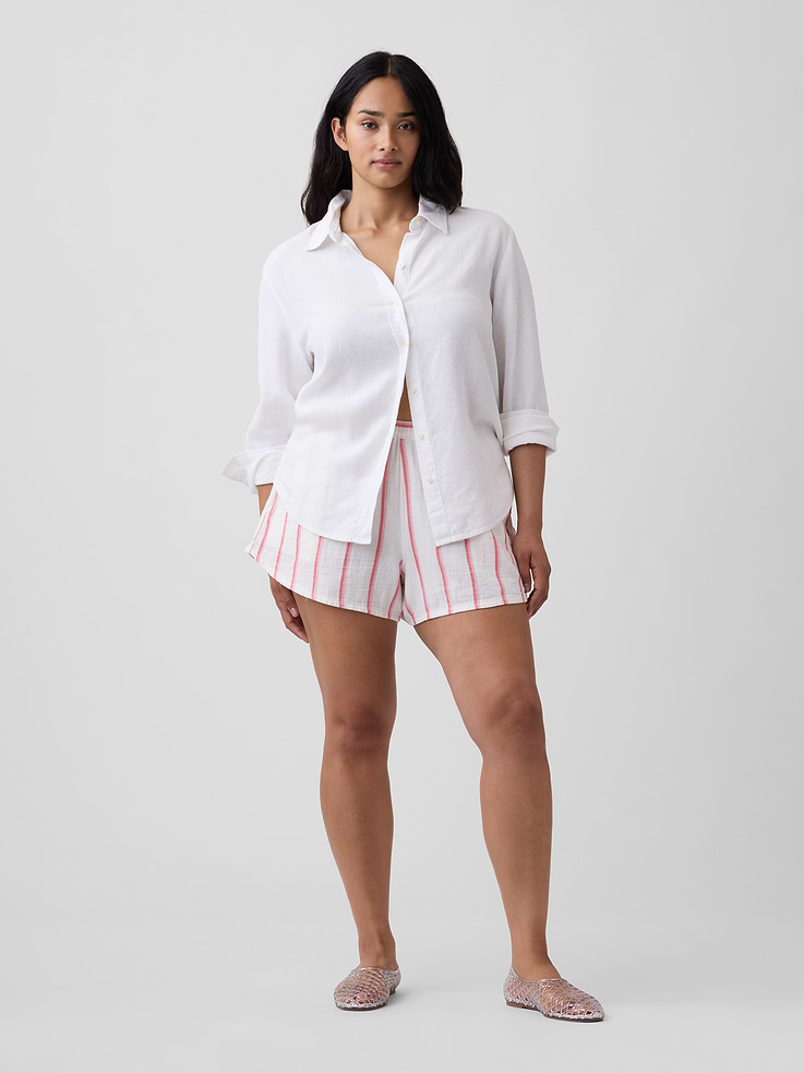 Image number 5 showing, 4" High Rise Relaxed Pull-On Gauze Shorts