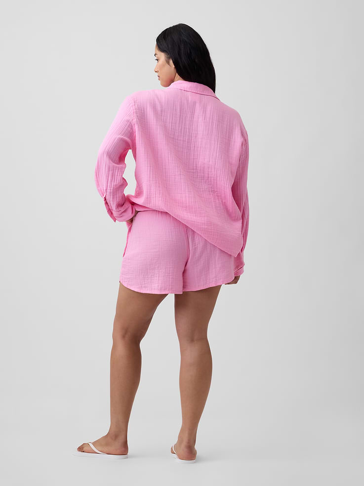 Image number 6 showing, 4" High Rise Relaxed Pull-On Gauze Shorts