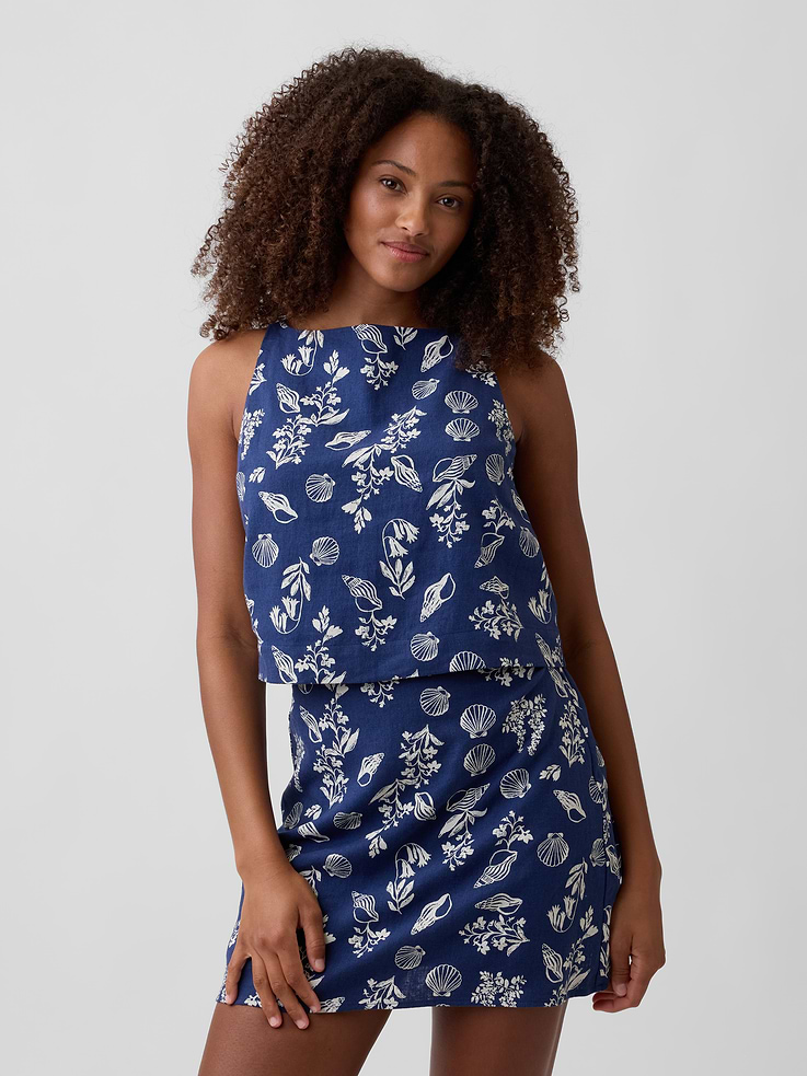 Image number 1 showing, Linen-Blend Apron Top