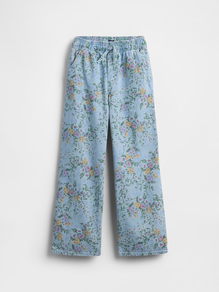 Image number 1 showing, Kids Pull-On Wide Leg Jeans