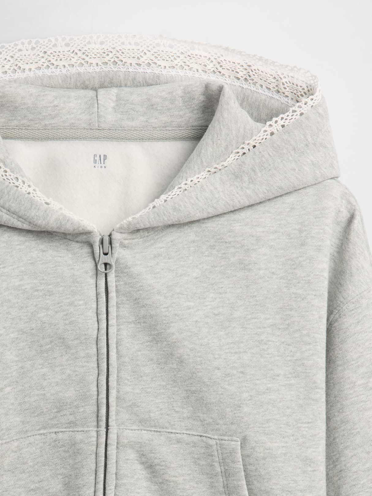 Kids VintageSoft Relaxed Lace-Trim Zip Hoodie | Gap