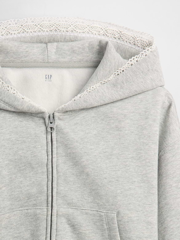 Kids VintageSoft Relaxed Lace-Trim Zip Hoodie