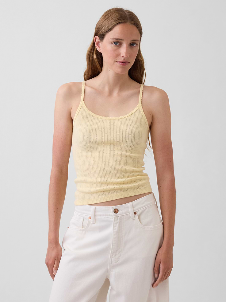 Image number 1 showing, Pointelle Crop Cami