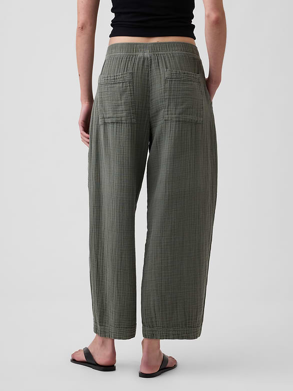 Cotton Gauze Easy Barrel Pants