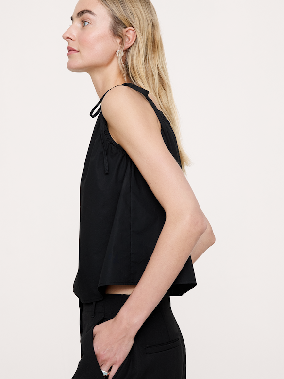 Cotton Poplin Tie-Strap Tank