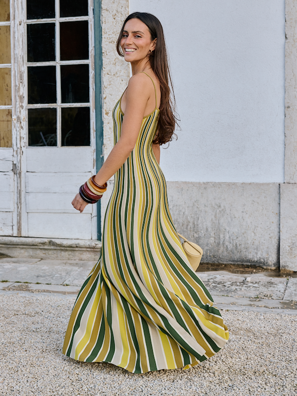 Sculpted Stripe Maxi Dress