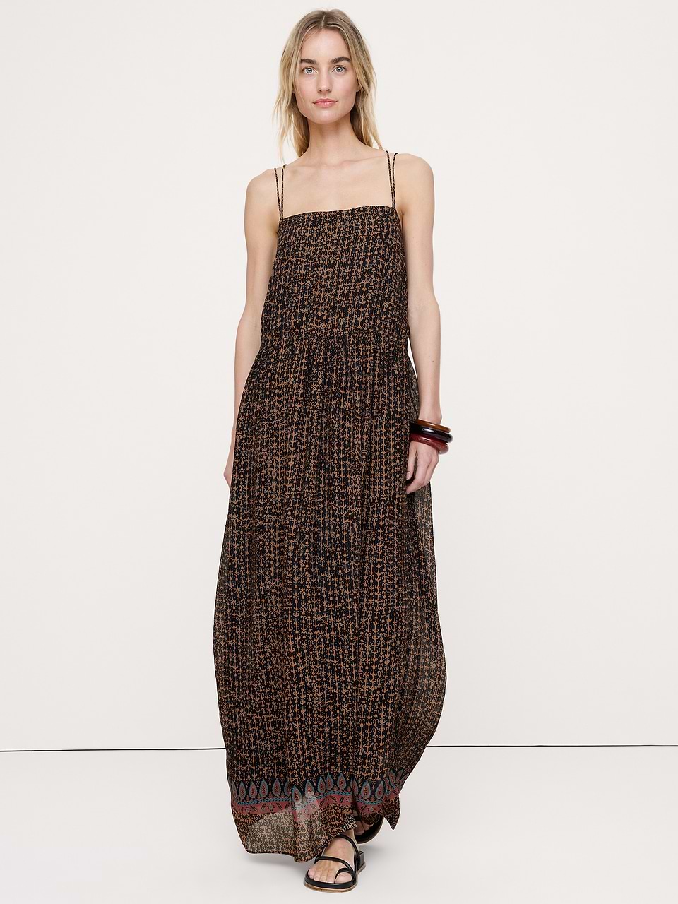 strappy flowy dress Georgette Maxi VENDOR COLOR-RED ROUGE