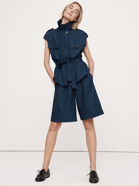 Bermuda en TENCEL™, coton et lin