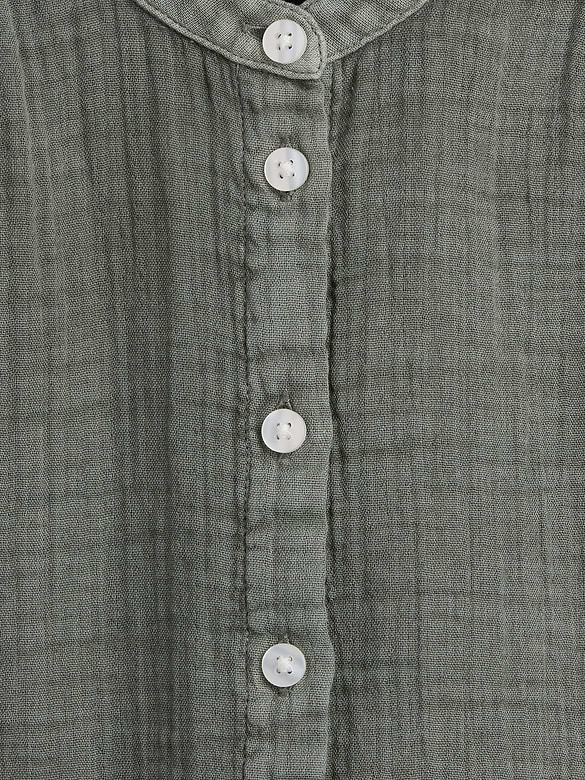 Cotton Gauze Oversized Collarless Shirt