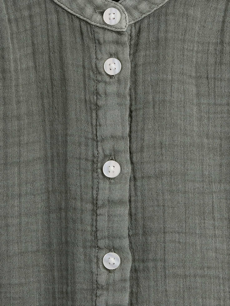 Image number 4 showing, Cotton Gauze Oversized Collarless Shirt