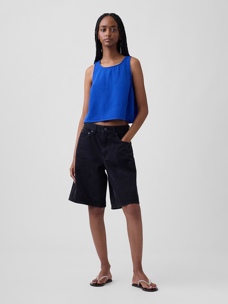 Image number 2 showing, Cotton Gauze Racer Shell Tank Top