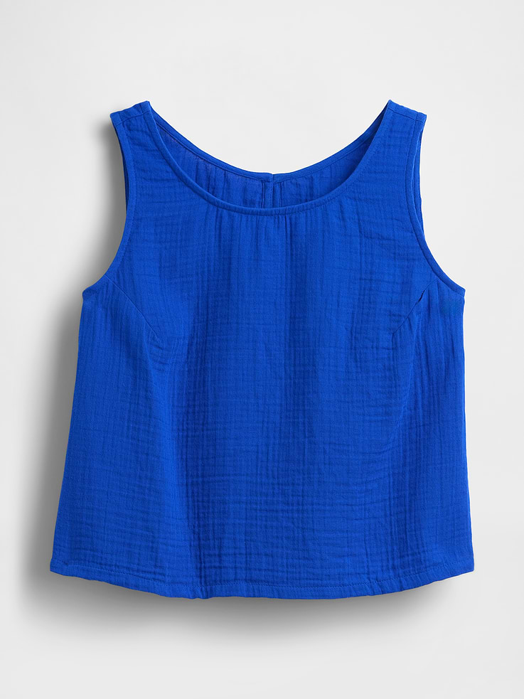 Image number 5 showing, Cotton Gauze Racer Shell Tank Top