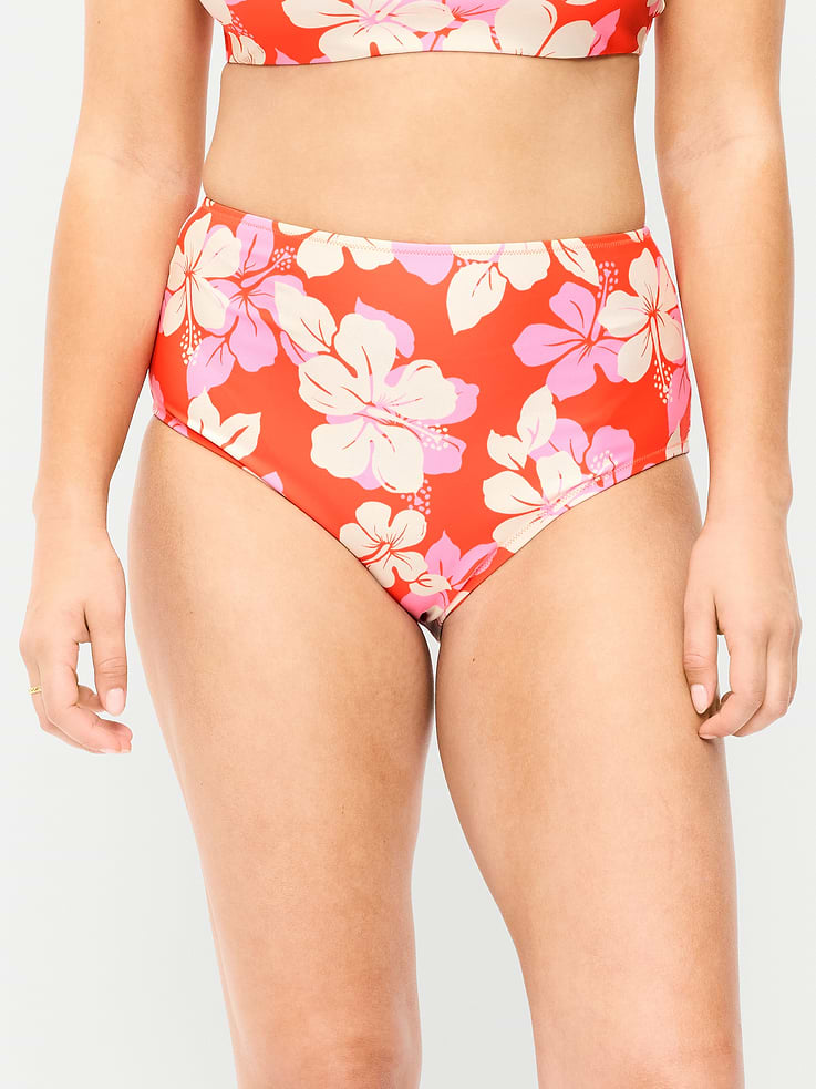 Image 5 of 9, High-Waisted Printed Bikini Swim Bottoms