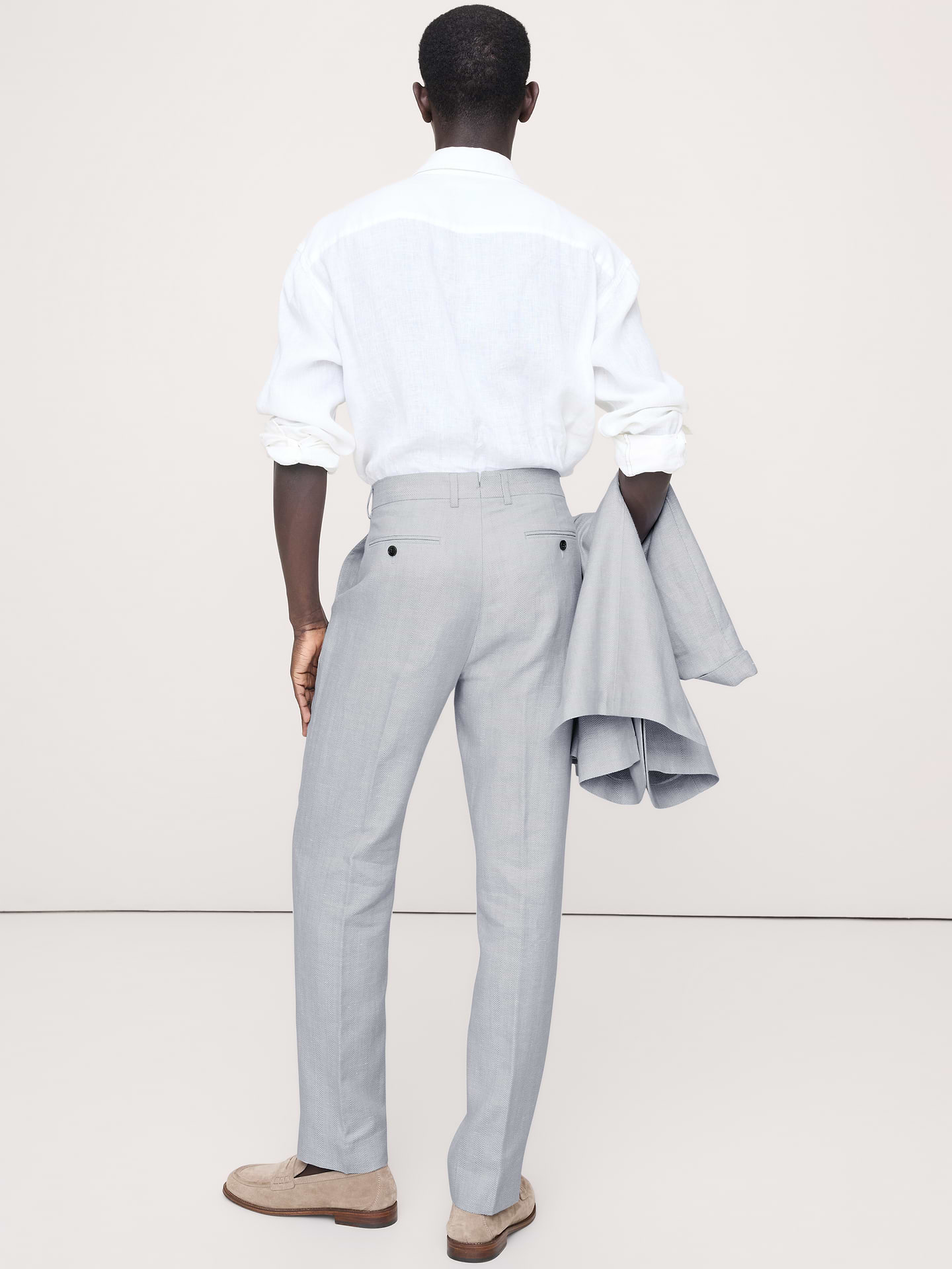 Image number 3 showing, Tailored Slim-Fit Herringbone Linen-Merino Suit Pant