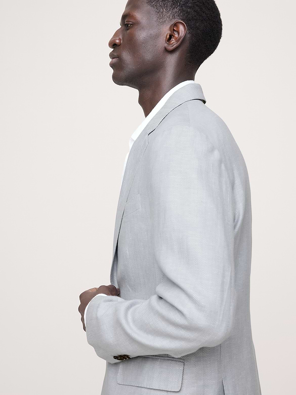 Tailored Slim-Fit Herringbone Linen-Merino Suit Jacket