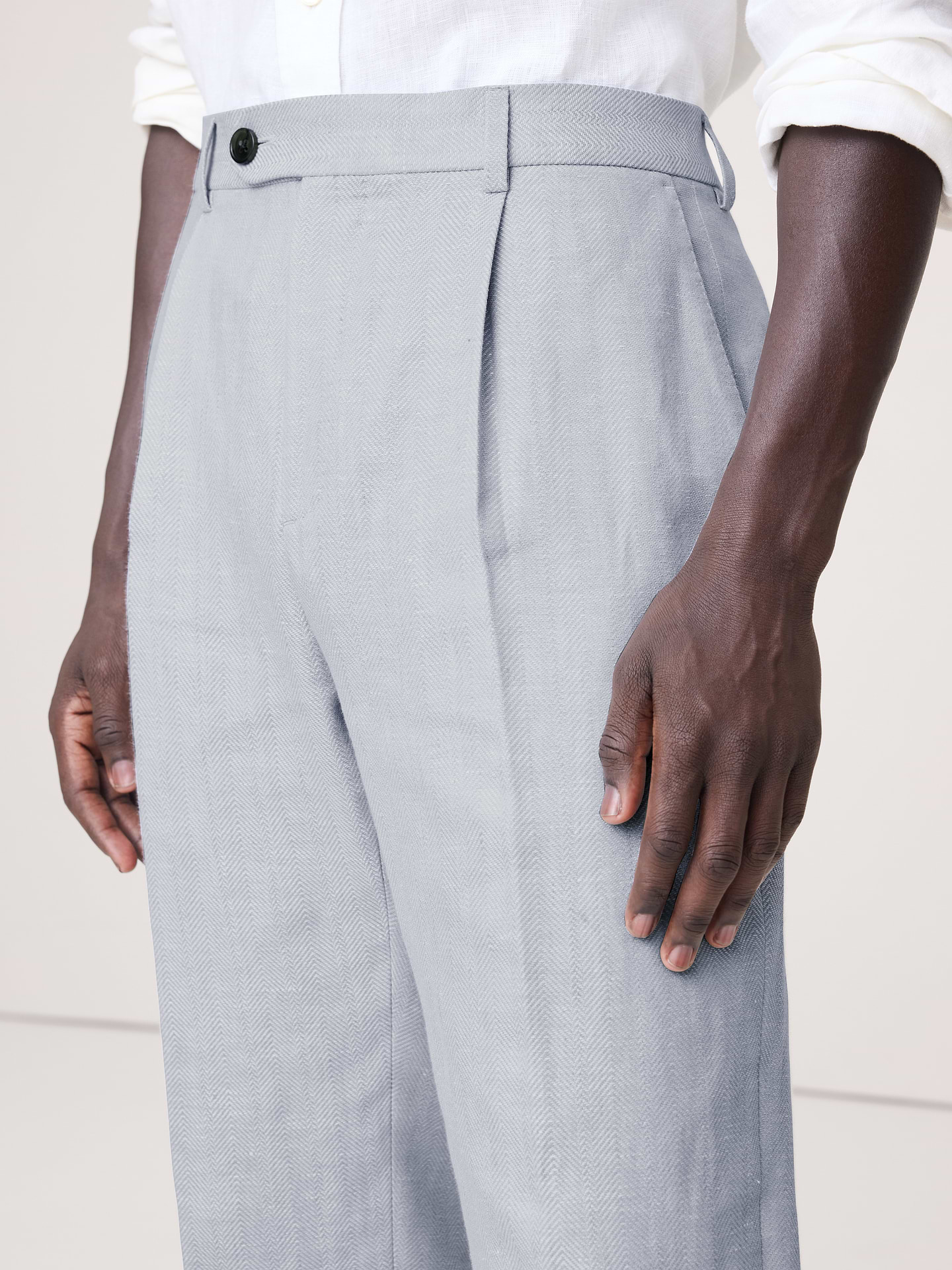 Image number 4 showing, Tailored Slim-Fit Herringbone Linen-Merino Suit Pant