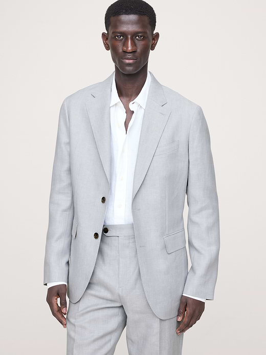 Tailored Slim-Fit Herringbone Linen-Merino Suit Jacket