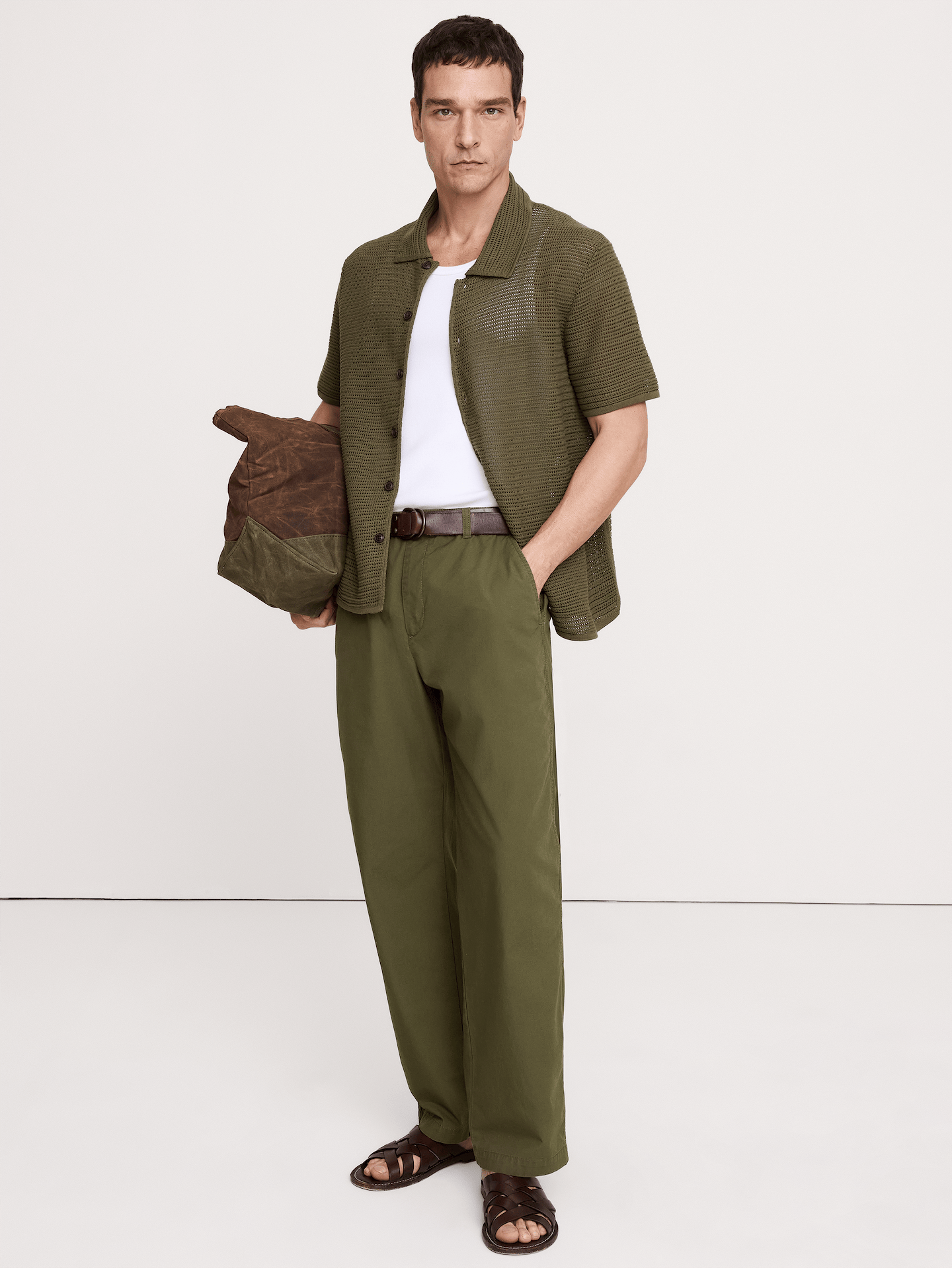 L'image numéro 1 présente Pantalon Escale décontracté en coton à taille extensible