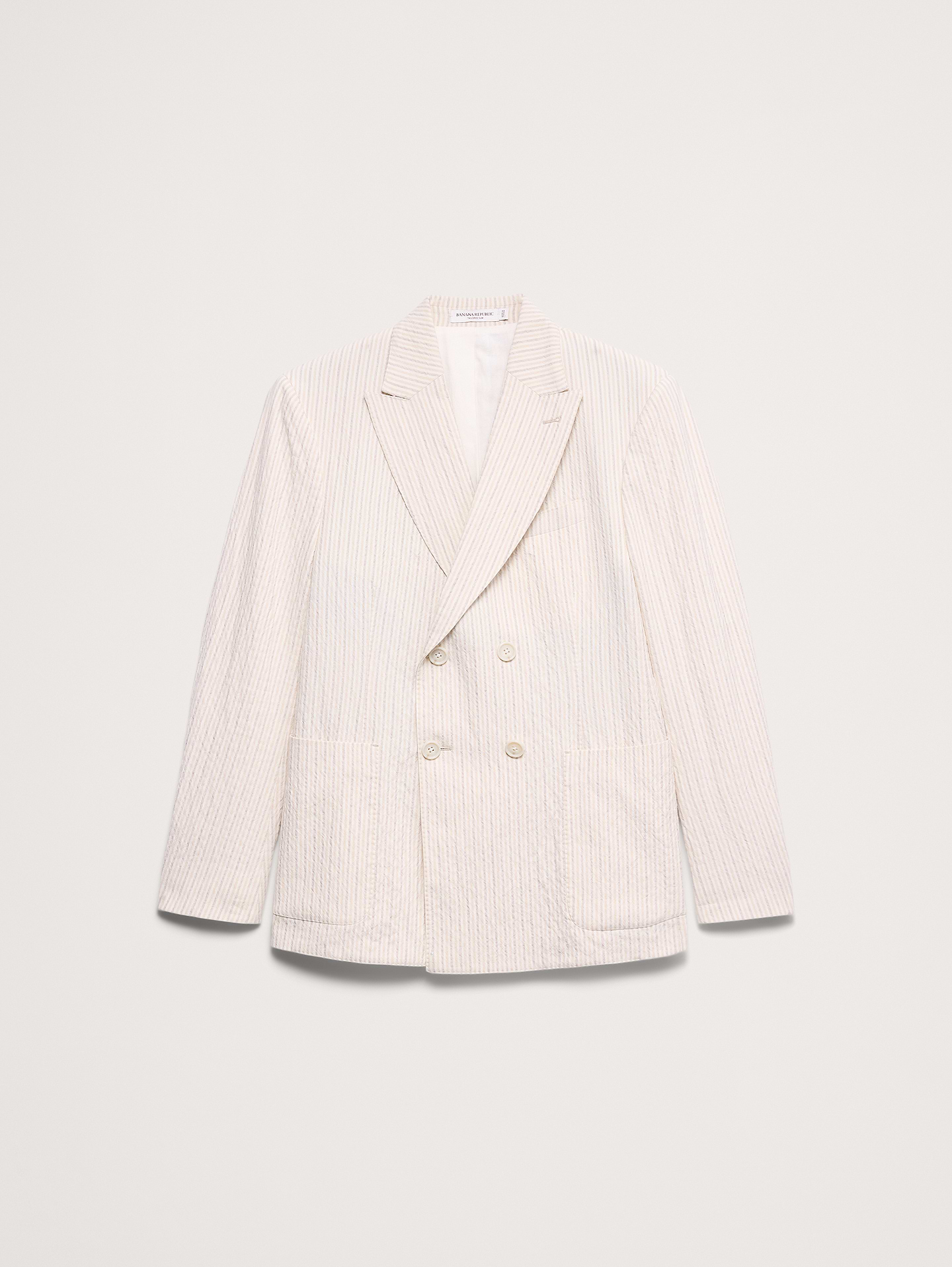 Image number 5 showing, Double-Breasted Italian Cotton-Linen Seersucker Suit Jacket
