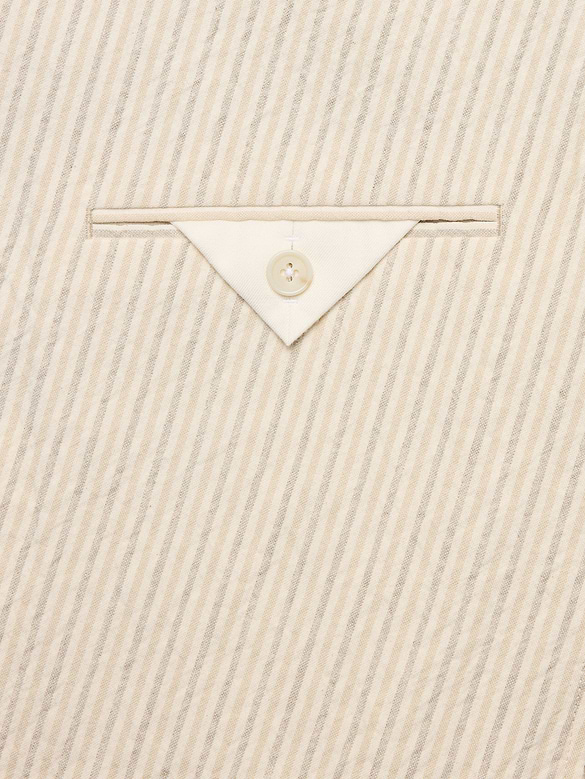 Double-Breasted Italian Cotton-Linen Seersucker Suit Jacket