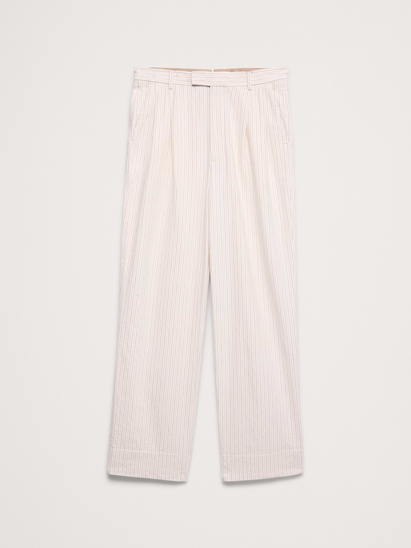 Pantalon de complet en mélange gaufré de coton et lin italien