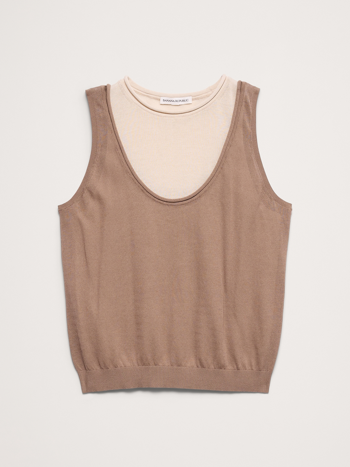 Sheer Ultra-Fine Cotton Layered Tank | Banana Republic