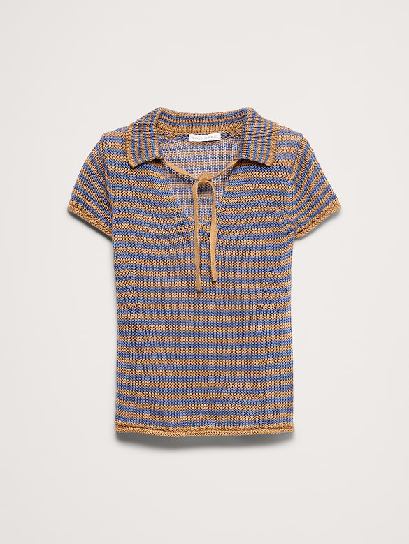 Polo à col noué en lin héritage