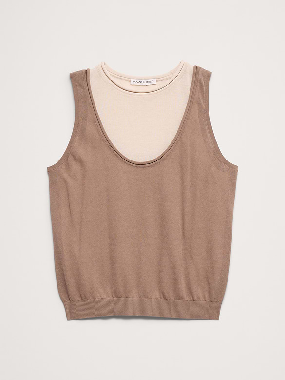 Sheer Ultra-Fine Cotton Layered Tank