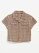 L'image numéro 1 présente Chemise à manches courtes en coton texturé à double tissage pour bébé