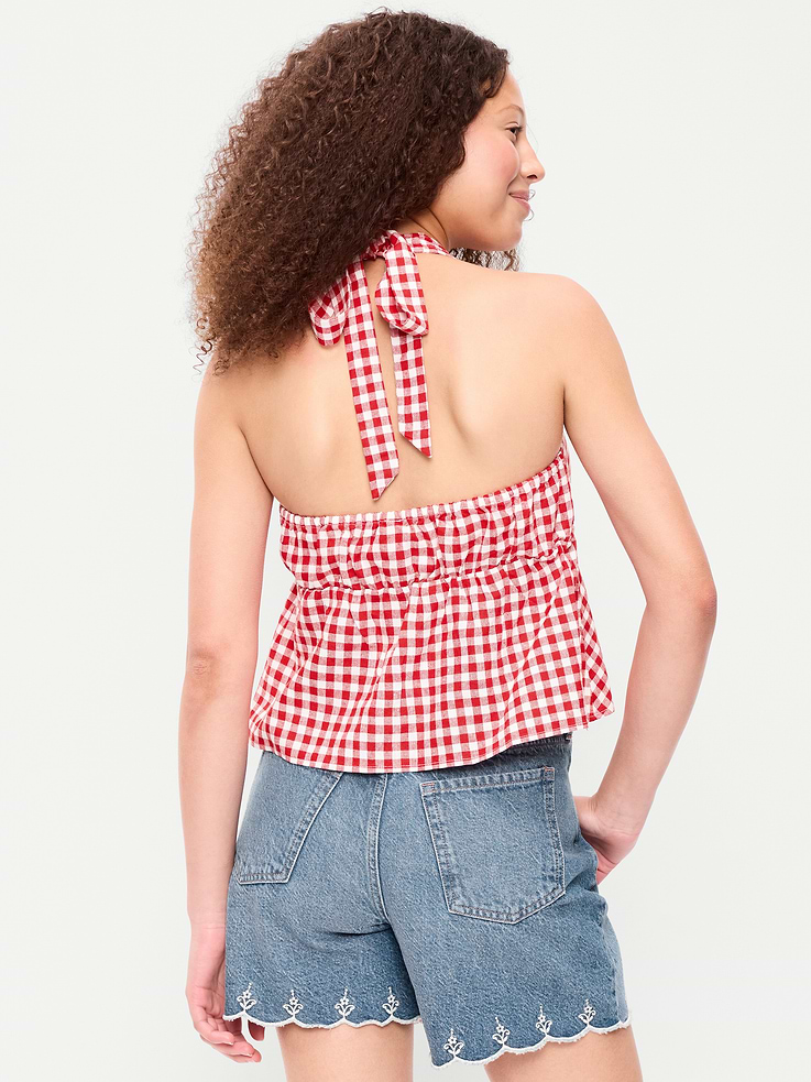 Image number 2 showing, Linen-Blend V-Neck Halter Top