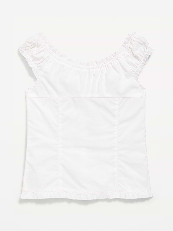 Short-Sleeve Sweetheart-Neck Button-Front Top for Girls