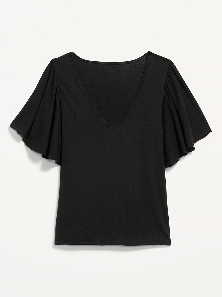 Image number 4 showing, V-Neck Flutter Sleeve Top
