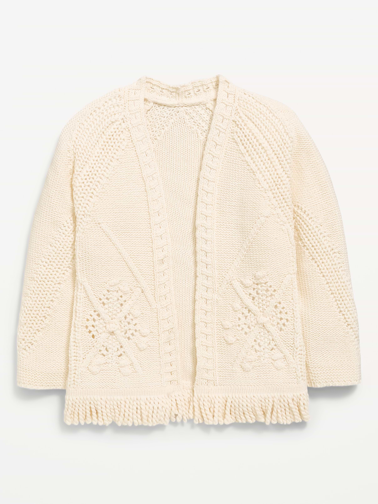 Image number 1 showing, Open-Front Fringed-Hem Sweater for Toddler Girls