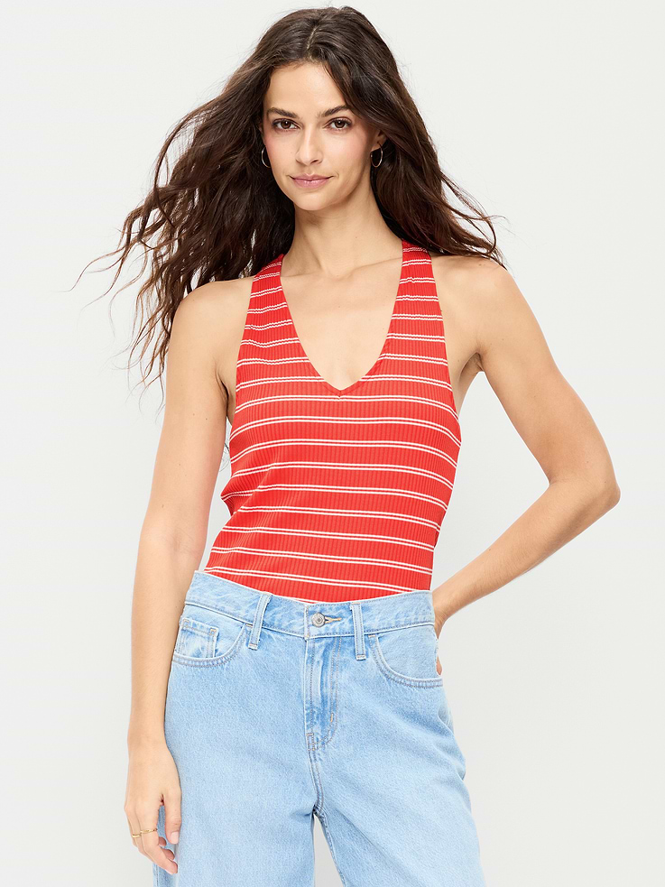 Image number 1 showing, Sleeveless Ribbed Loop-Back Tank Top