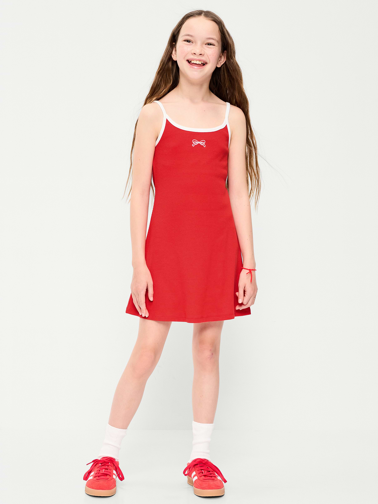 Image number 1 showing, Fitted Sleeveless Ribbed Swing Dress for Girls