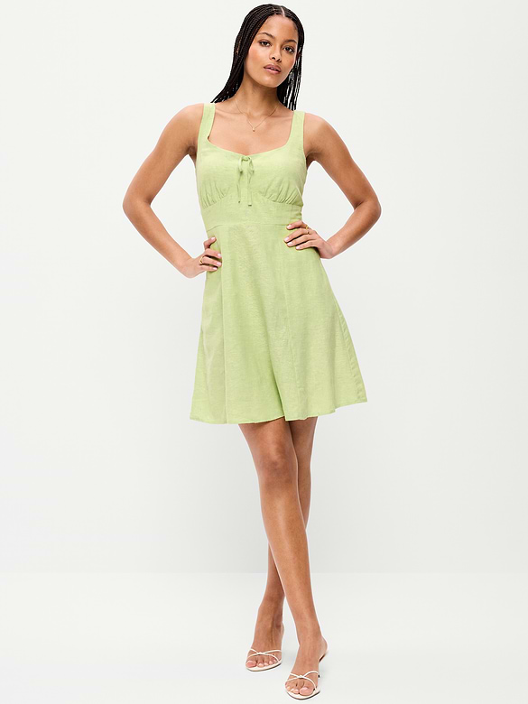 Fit & Flare Linen Mini Dress