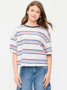 Image number 1 showing, Oversized Short-Sleeve Cropped T-Shirt for Girls