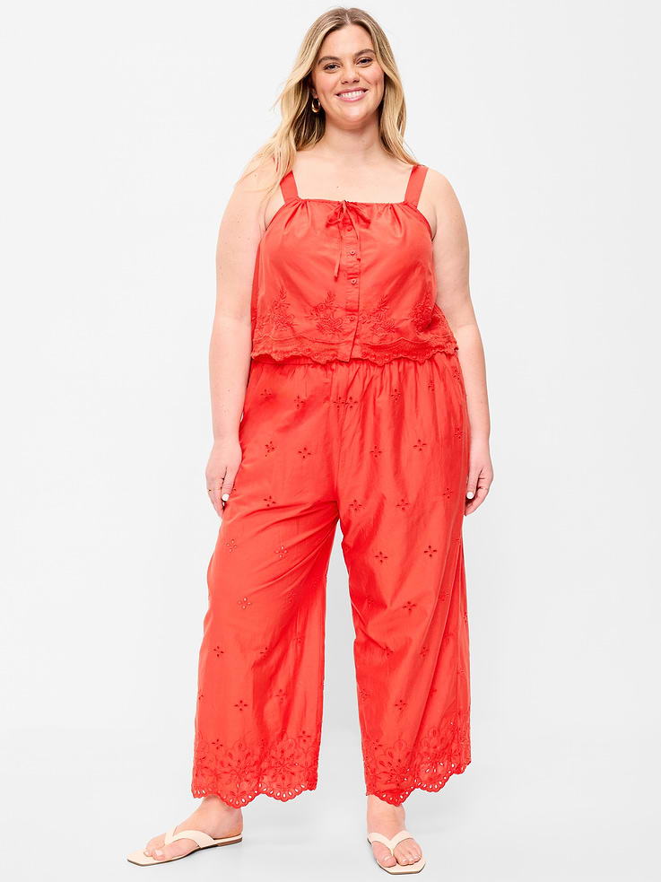 L'image numéro 9 présente Pantalon à taille haute jambe large et découpes