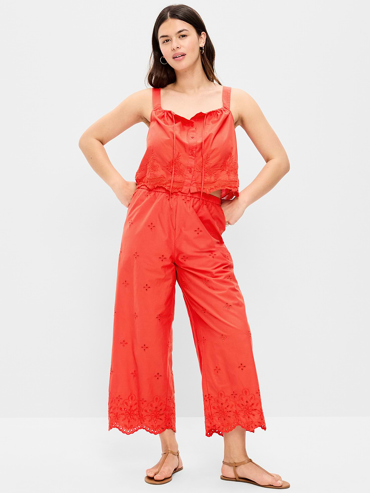 L'image numéro 7 présente Pantalon à taille haute jambe large et découpes