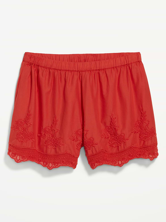 Shorts à taille haute à bordure en dentelle