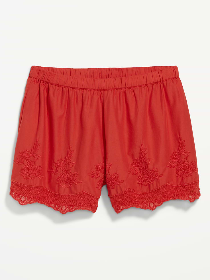 Image number 9 showing, High-Waisted Lace-Trim Shorts
