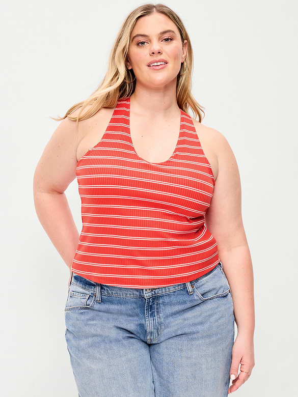 Camisole côtelée à bretelles nouées au dos