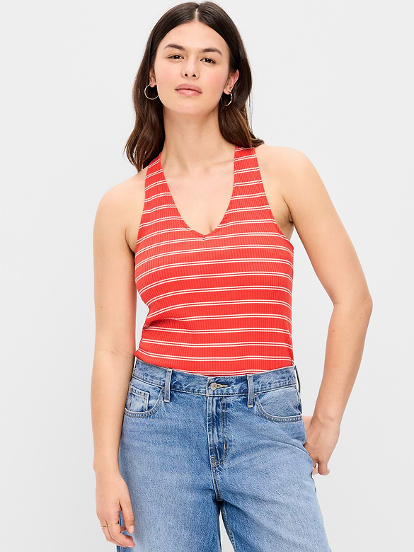 Camisole côtelée à bretelles nouées au dos