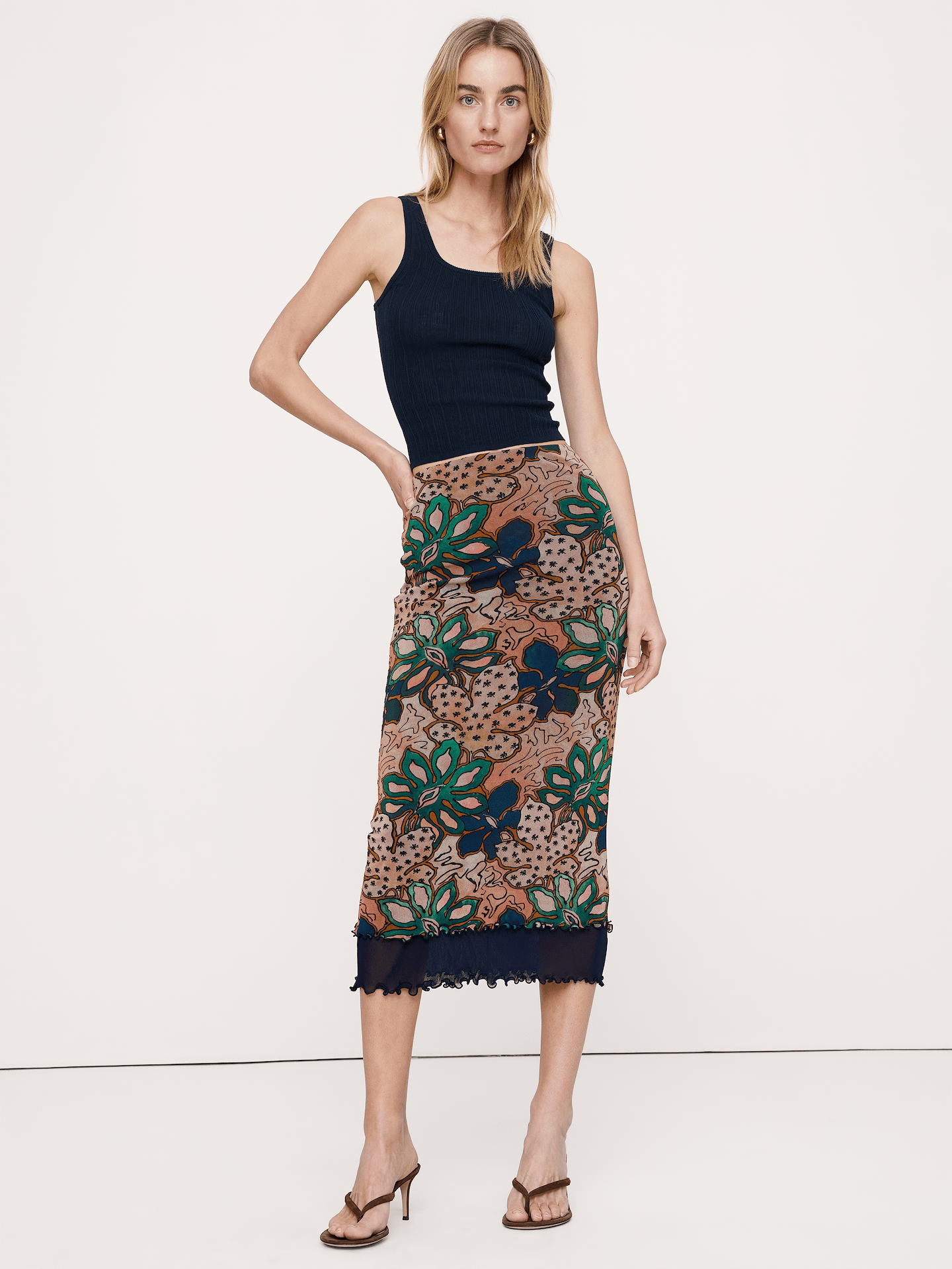 Image number 1 showing, Mesh Midi Skirt