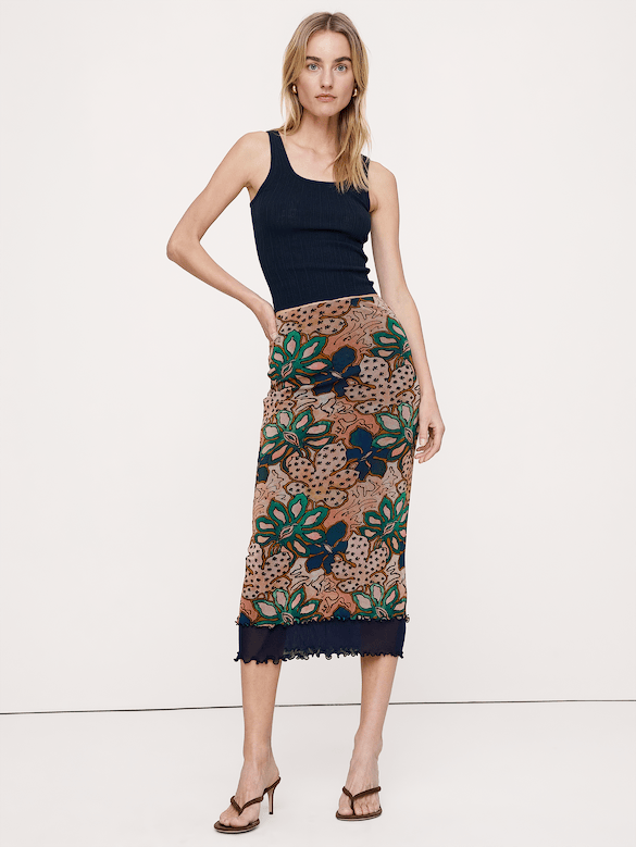 Mesh Midi Skirt