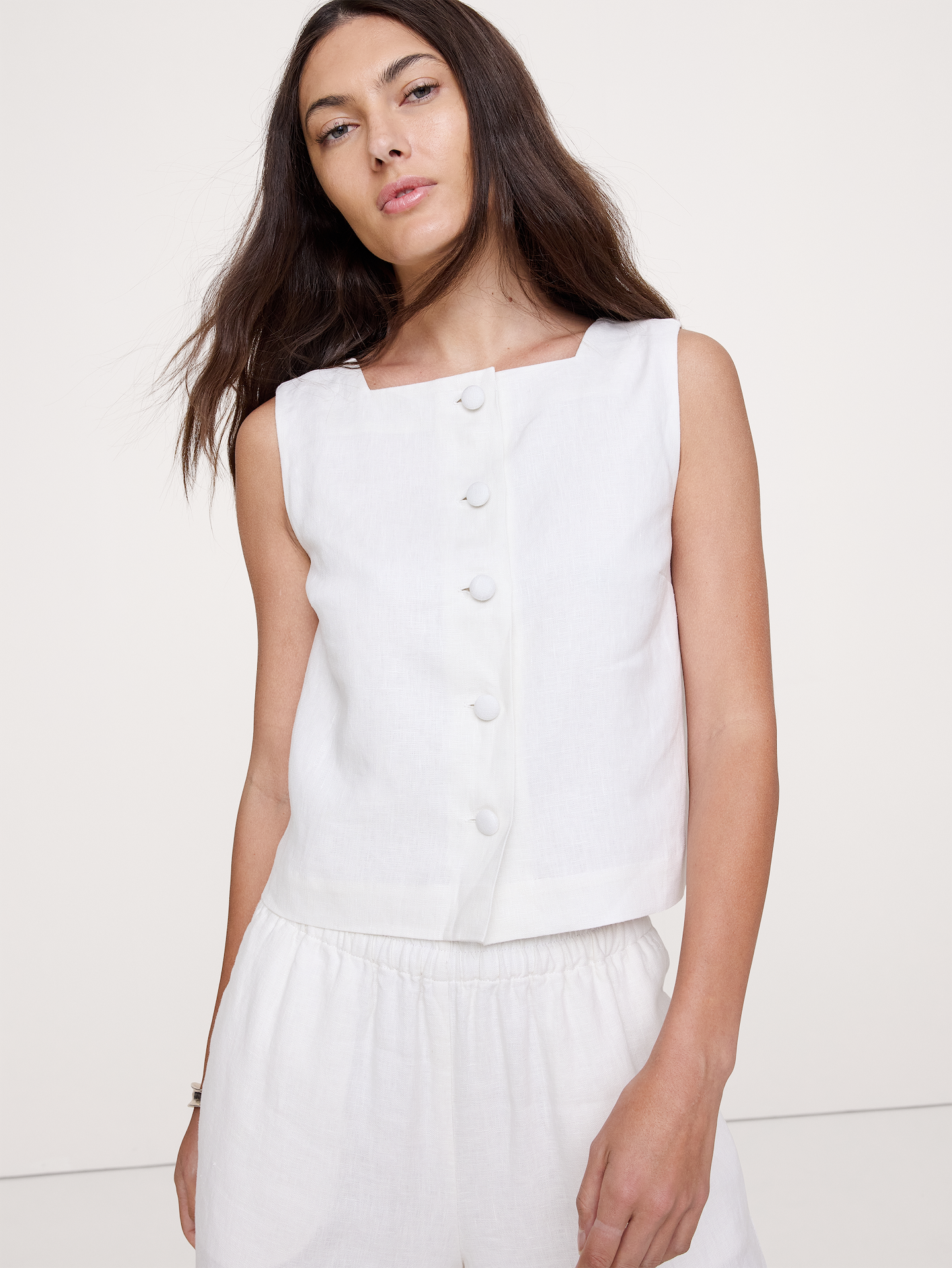 Image number 4 showing, Linen Button-Front Tank